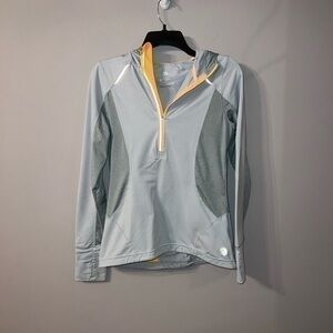 Gray with orange detail running sweatshirt with hood mpg size medium